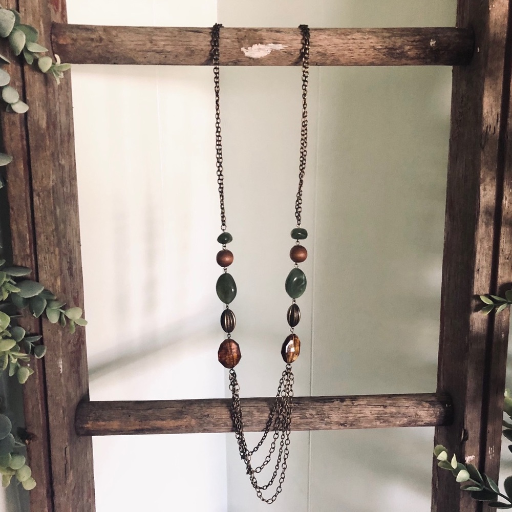 2/$20 Green, Gold and Brown Multi-Layer Necklace